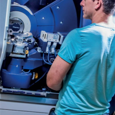 Gavin Stenning from the ISIS materials characterisation lab with one of the ISIS X-ray diffractometers.