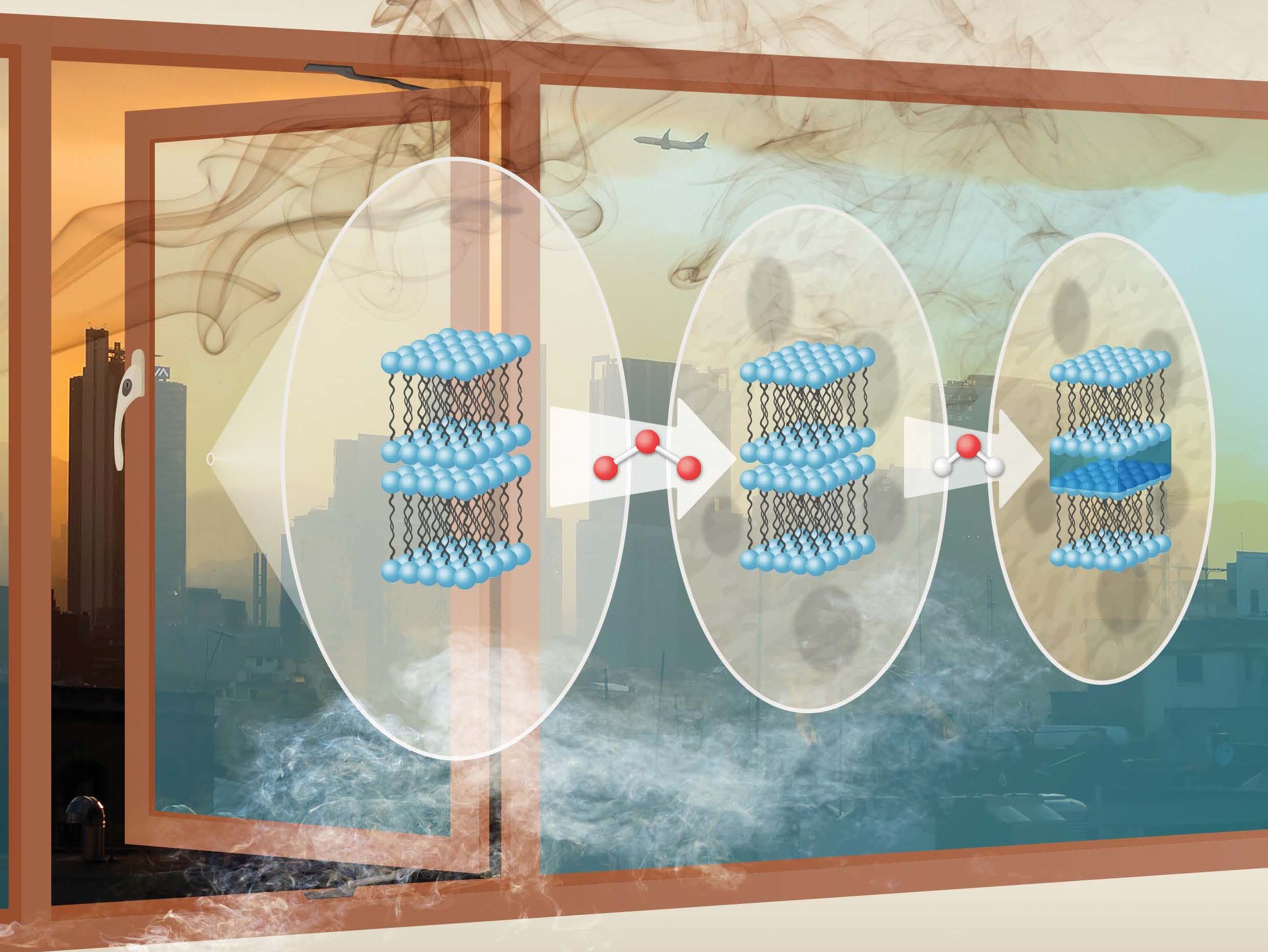 layered chemical structures trapped on windows