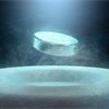 A magnet floating over a superconductor due to the Meisner effect