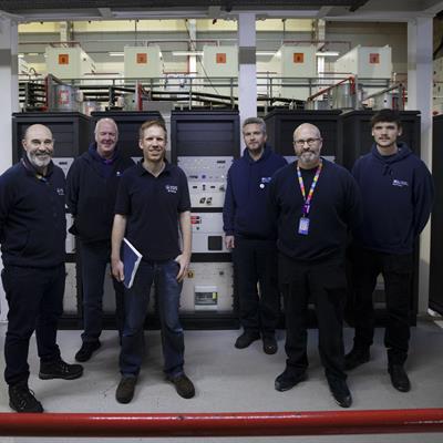 Andy Seville, Dave Allen, Rob Mathieson, Neil Farthing, Dave Gibbs, Ryan Allinson​ (Left to Right) in front of the new control r