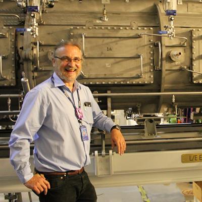 Alan Letchford next to the new Linac Tank 4