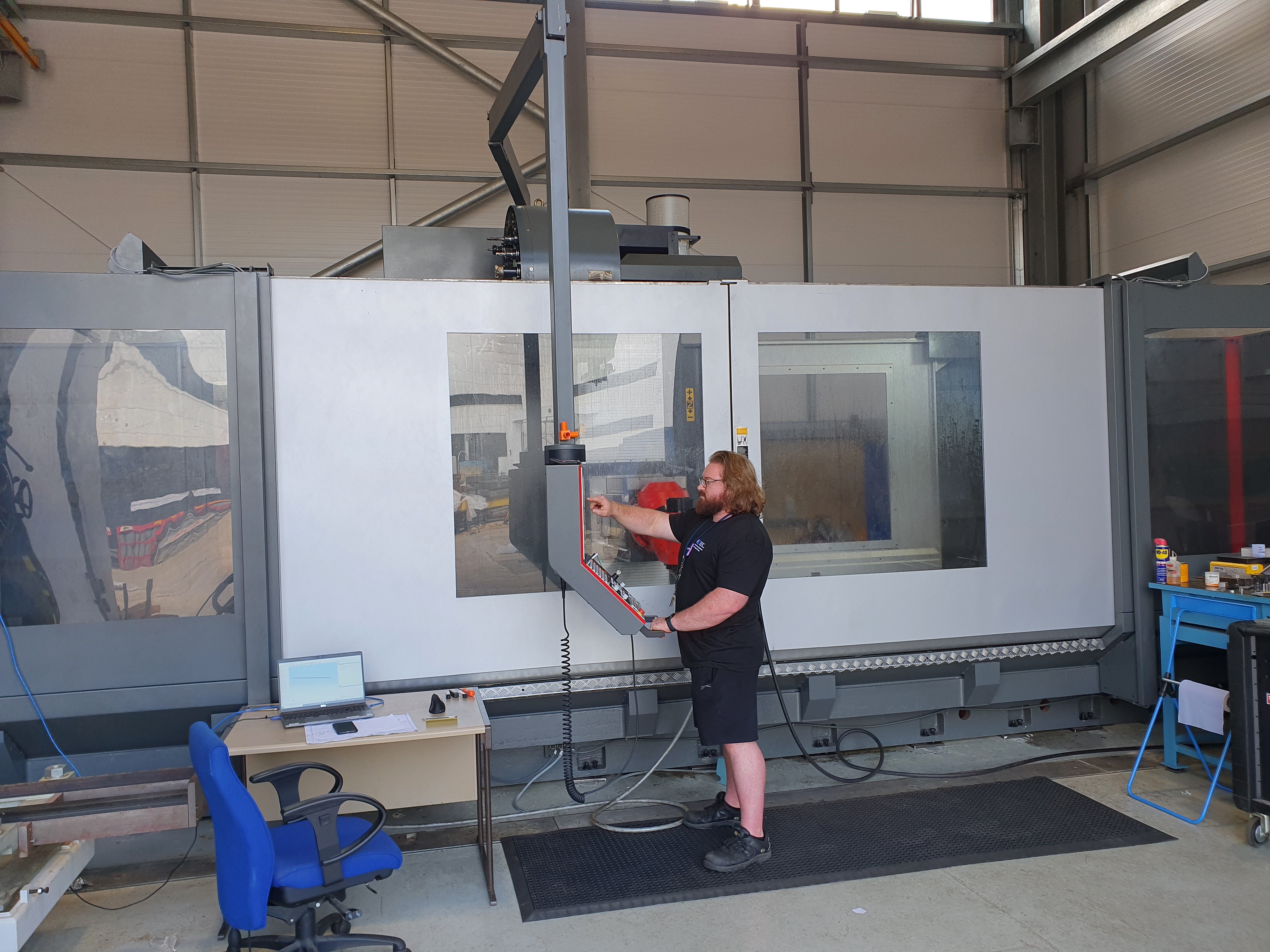 Jack using the new machine